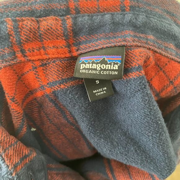 Patagonia Worn Wear Fjord Flannel Shirt Womens Small Blue Red Plaid Org Cotton - Picture 4 of 5